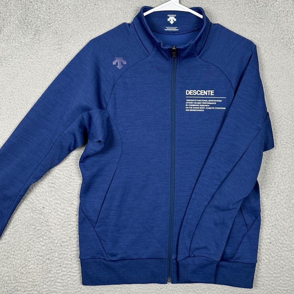 Descente Jacket Mens Medium Blue Performance Track Full Zip Mock Neck Activewear
